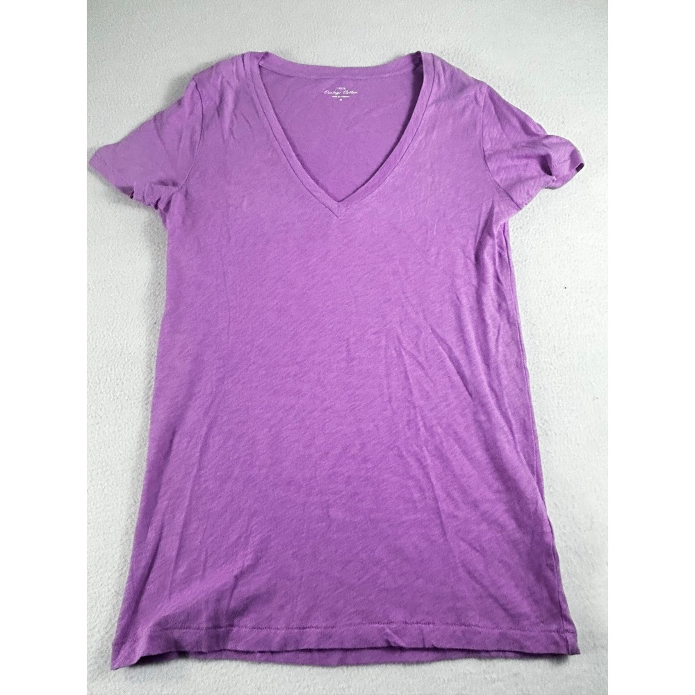 J.Crew Vintage Cotton V-Neck T-Shirt Purple Short Sleeve 33505 Womens Size M